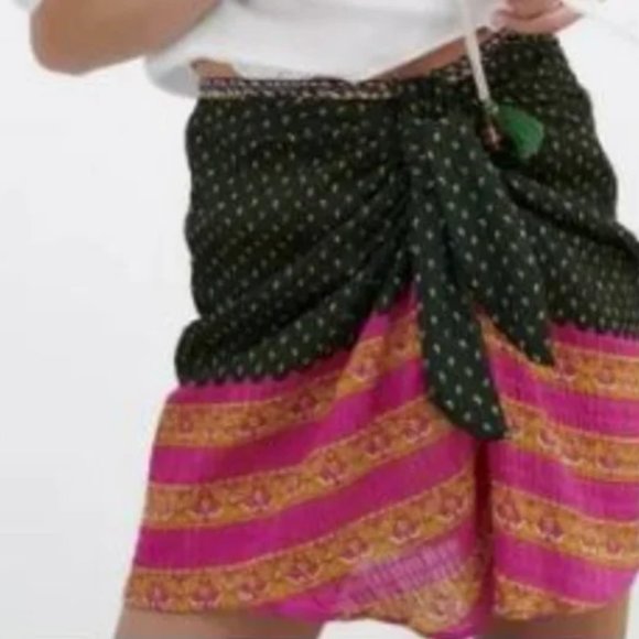 NEW Zara Sarong Style Boho Mini Skirt- Size M - Picture 5 of 15